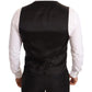 Elegant Black Striped Wool Three-Piece Suit
