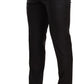 Elegant Black Striped Wool Three-Piece Suit