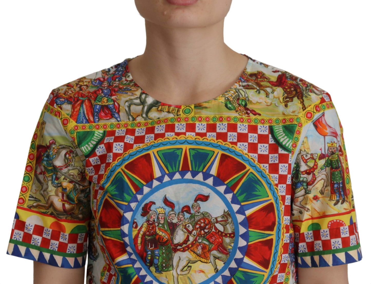 Multicolor Carretto Print Cotton T-Shirt