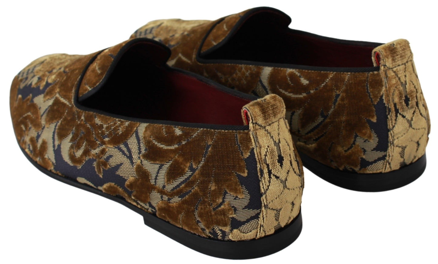 Elegant Blue & Gold Brocade Loafers