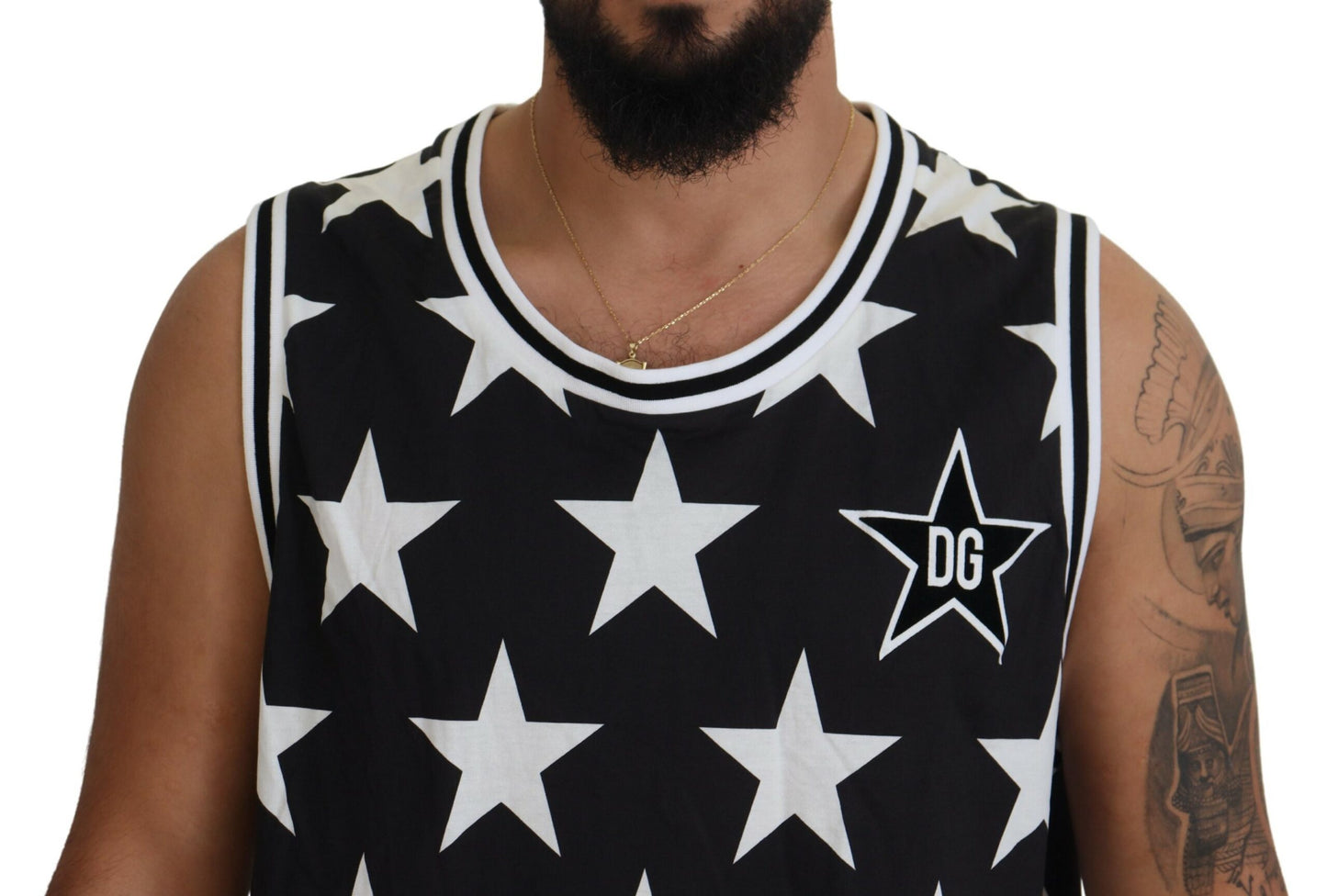 Italian Designer Crew Neck Star Print Tee