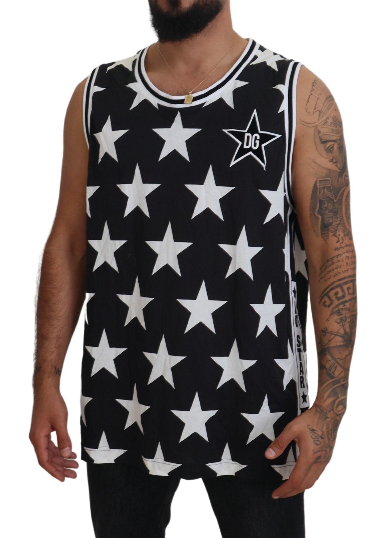 Italian Designer Crew Neck Star Print Tee