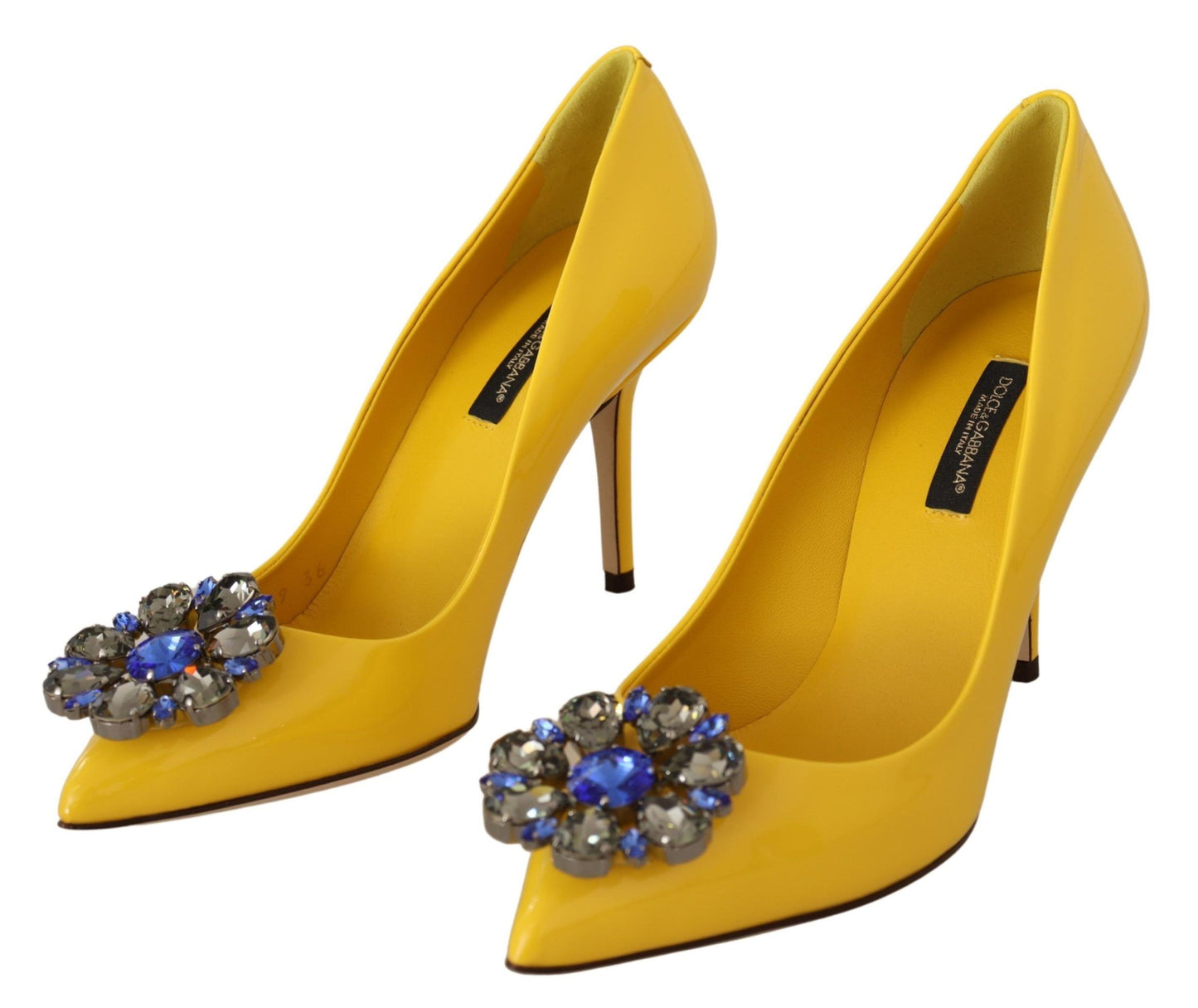 Sunshine Yellow Crystal Embellished Pumps