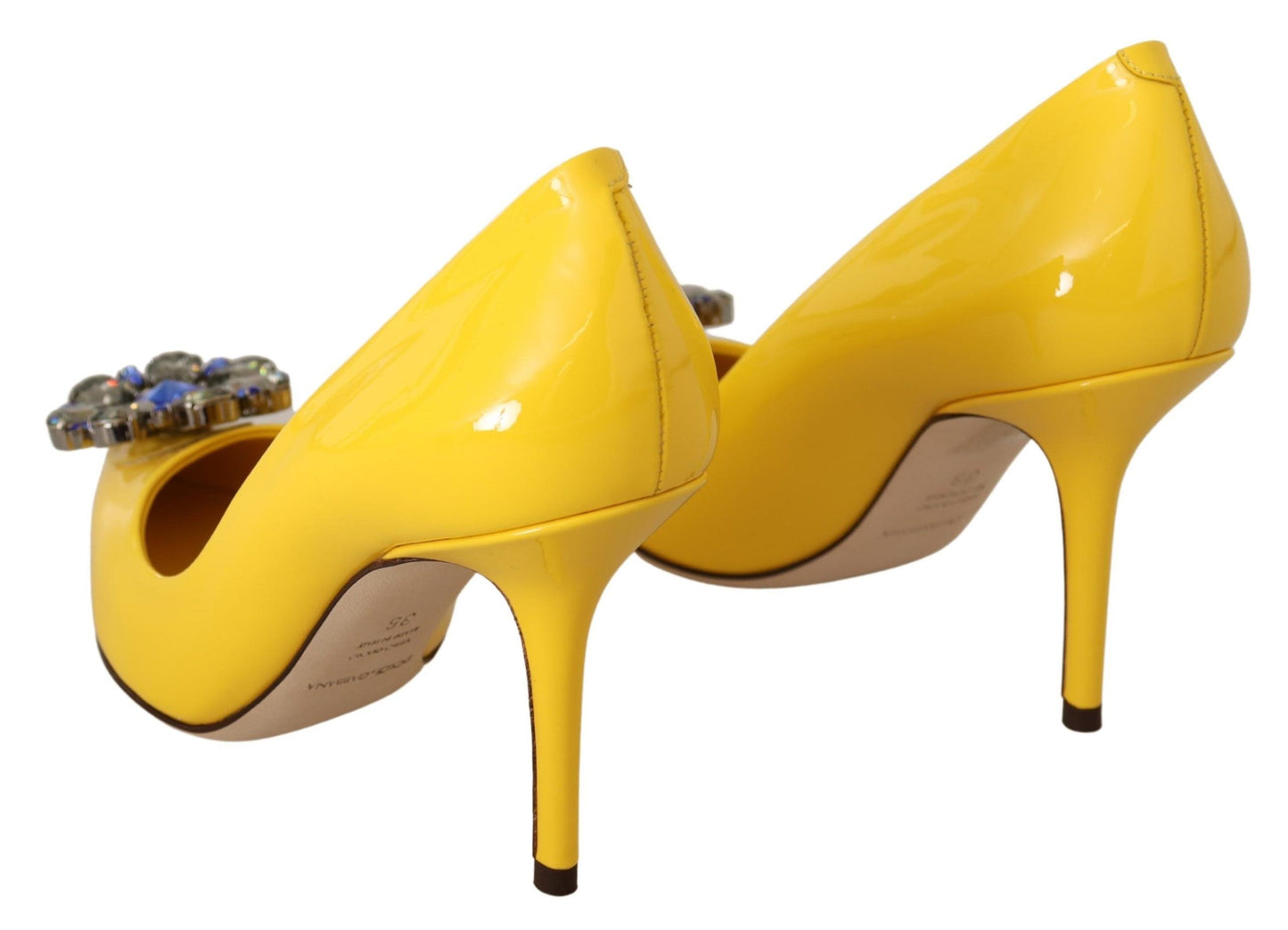 Sunshine Yellow Crystal Embellished Pumps