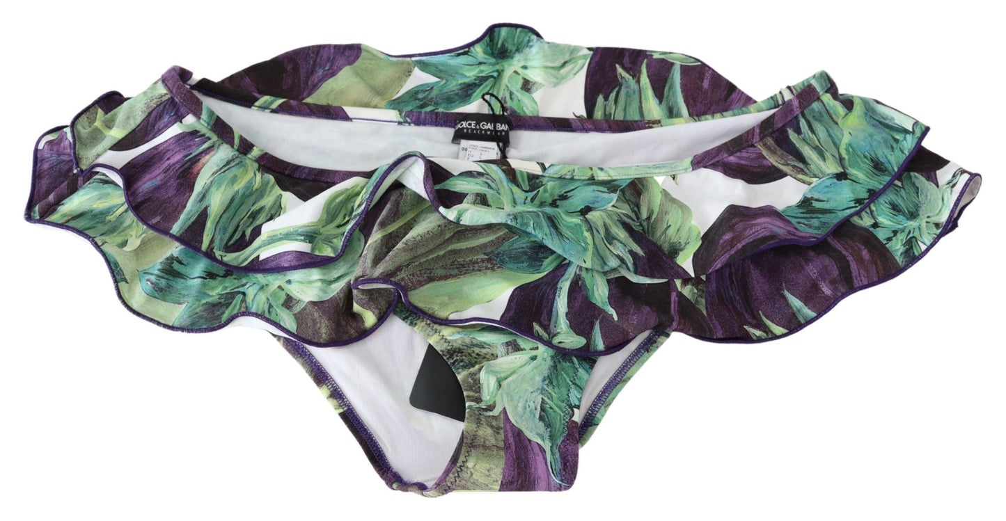 Eggplant Print Green Bikini Bottom