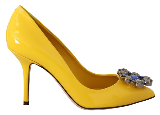 Sunshine Yellow Crystal Embellished Pumps