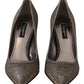 Gold Silver Fabric Heels Pumps Shoes