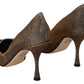 Gold Silver Fabric Heels Pumps Shoes