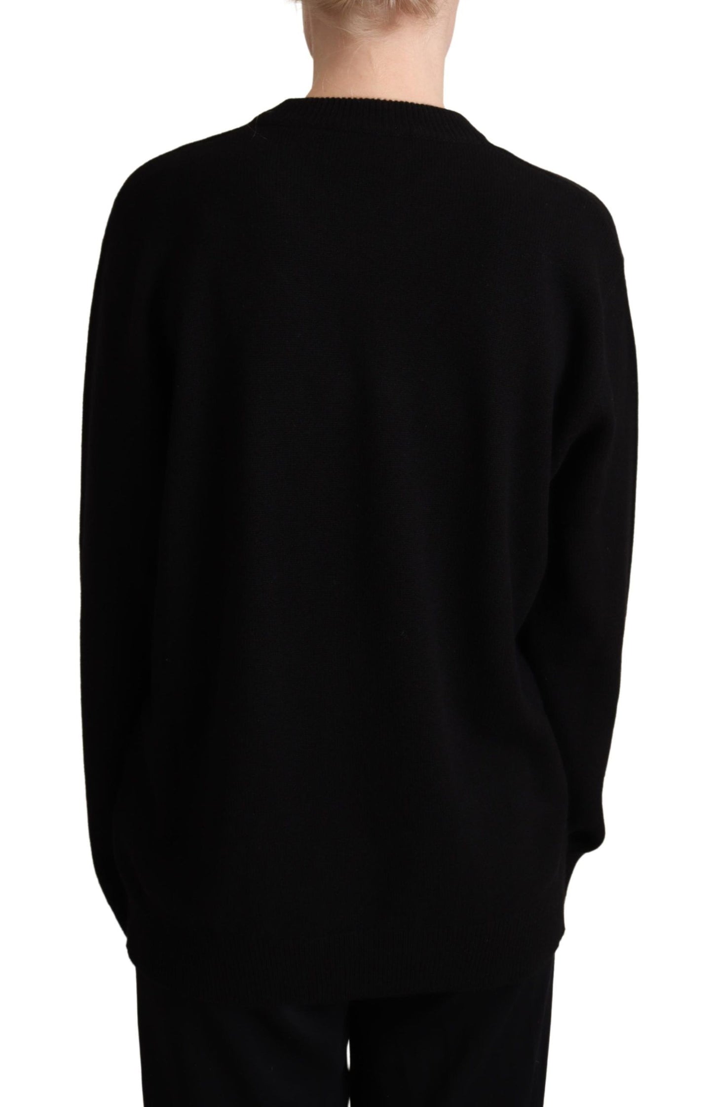 Elegant Black Cashmere-Wool Blend Sweater