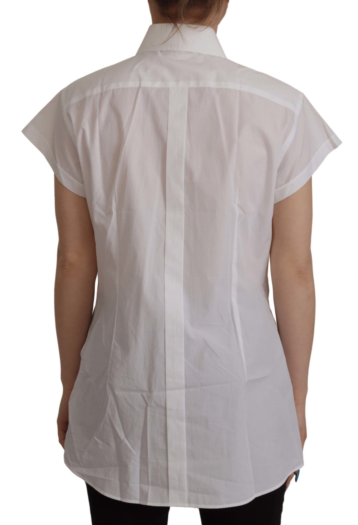 Elegant White Cotton Collared Shirt