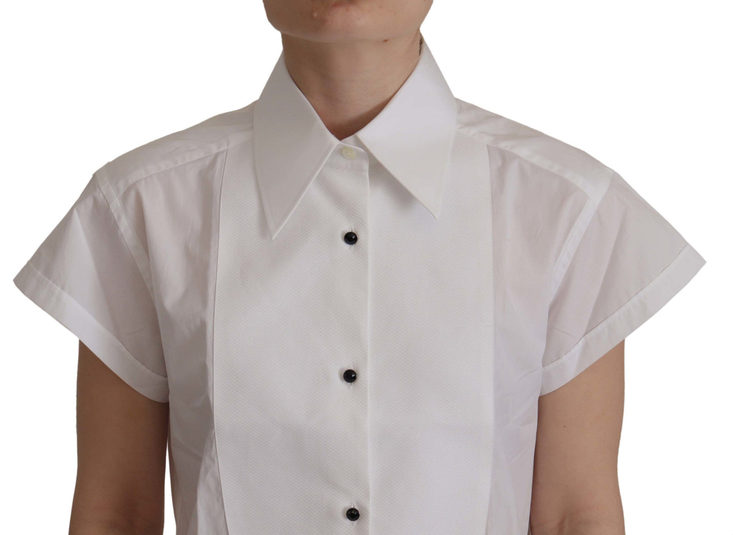 Elegant White Cotton Collared Shirt