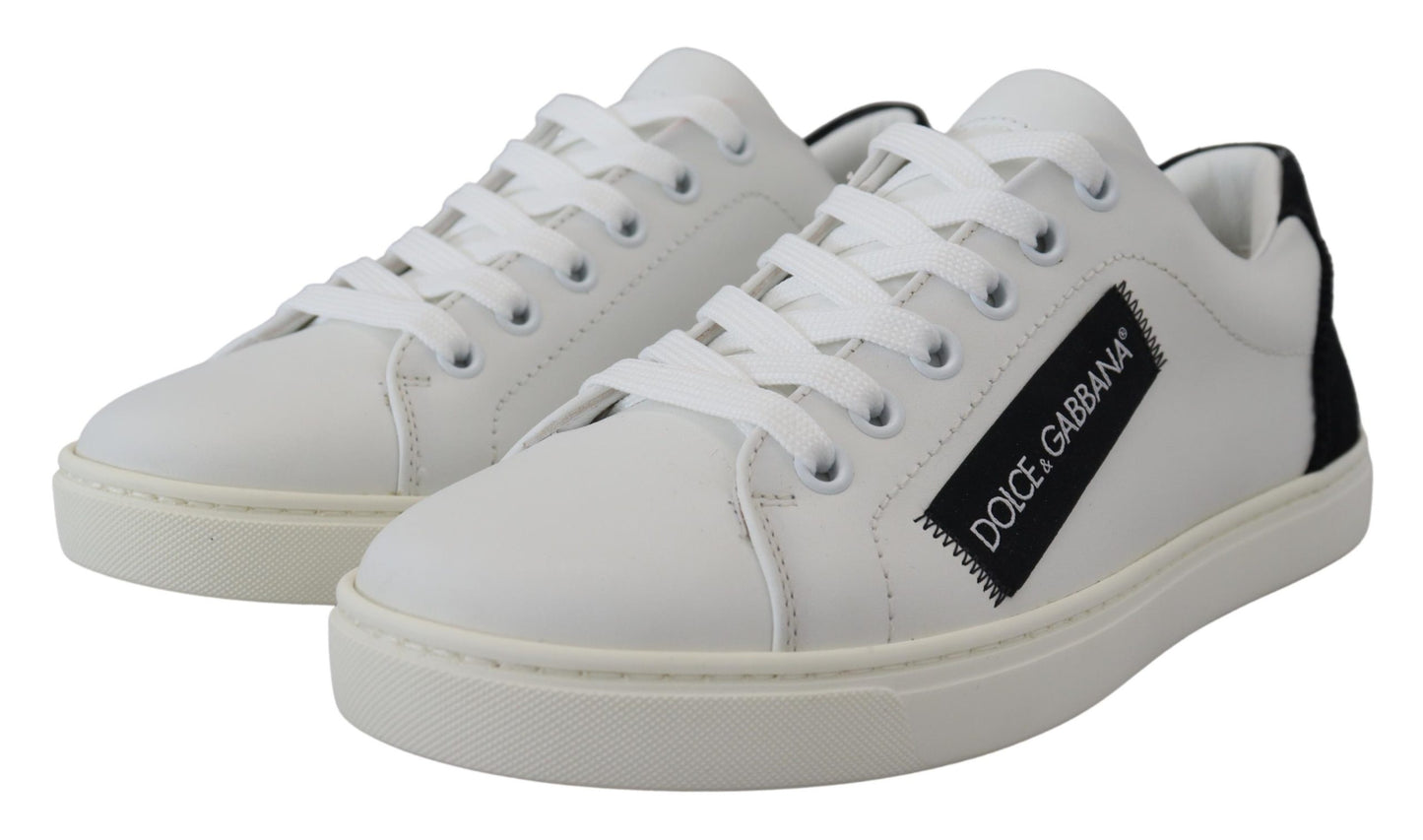 Elegant White Lace-Up Leather Sneakers