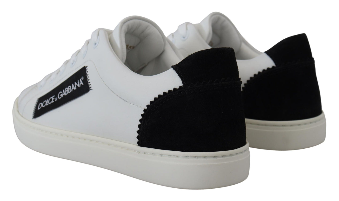 Elegant White Lace-Up Leather Sneakers