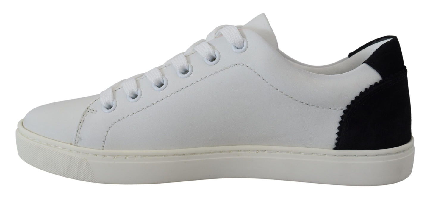 Elegant White Lace-Up Leather Sneakers