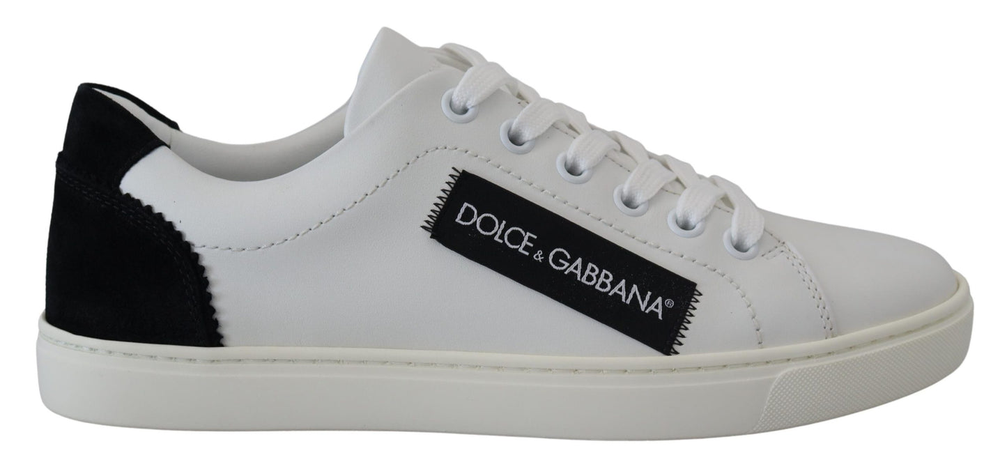 Elegant White Lace-Up Leather Sneakers