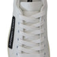 Elegant White Lace-Up Leather Sneakers