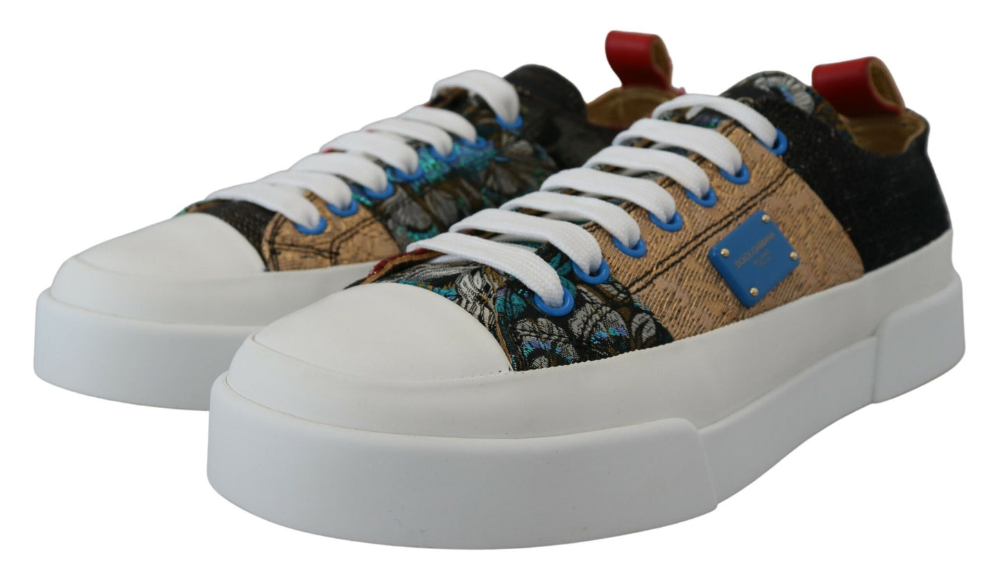 Multicolor Patchwork Lace-Up Sneakers