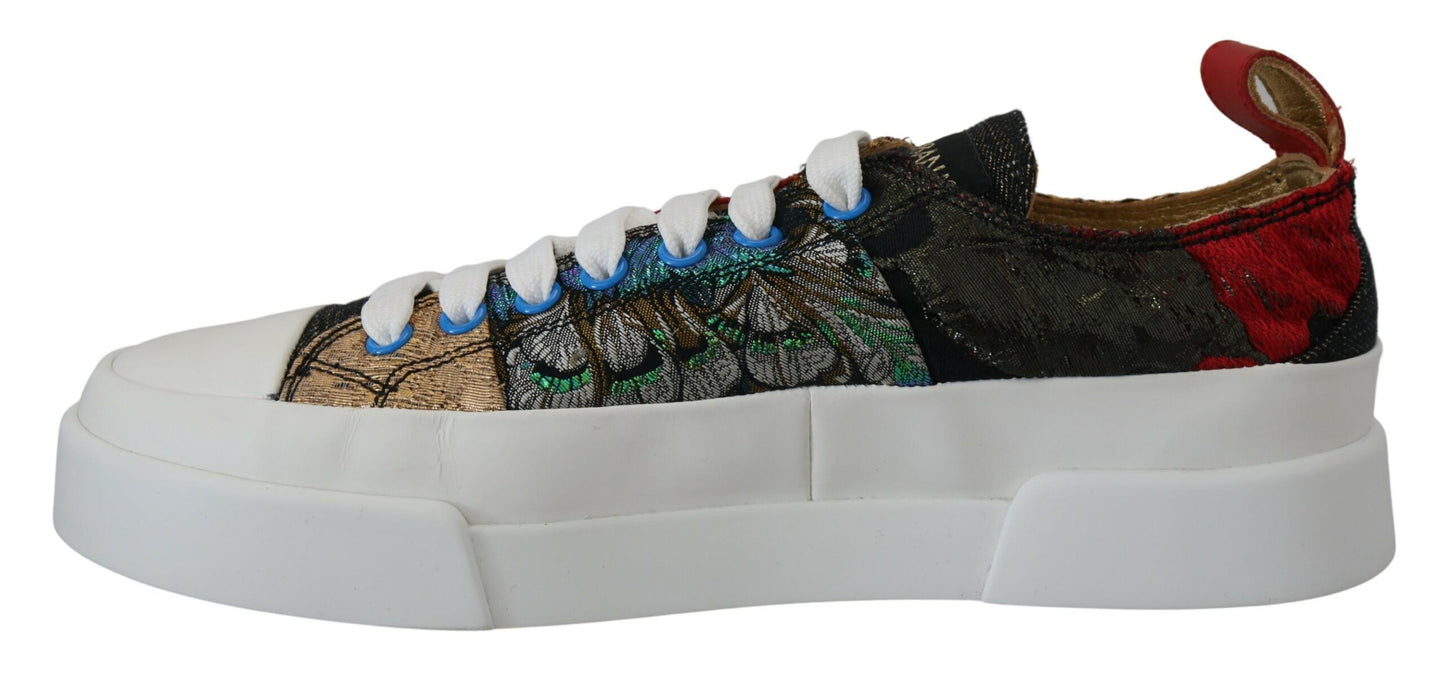 Multicolor Patchwork Lace-Up Sneakers