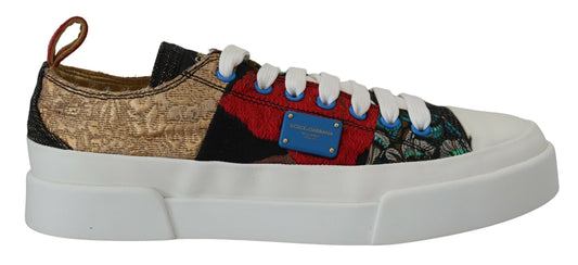 Multicolor Patchwork Lace-Up Sneakers