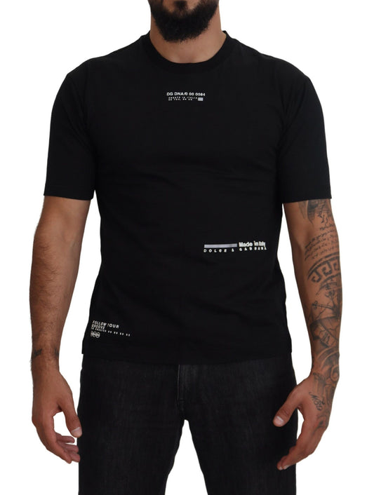 Elegant Black Crew Neck Tee with Logo Detail