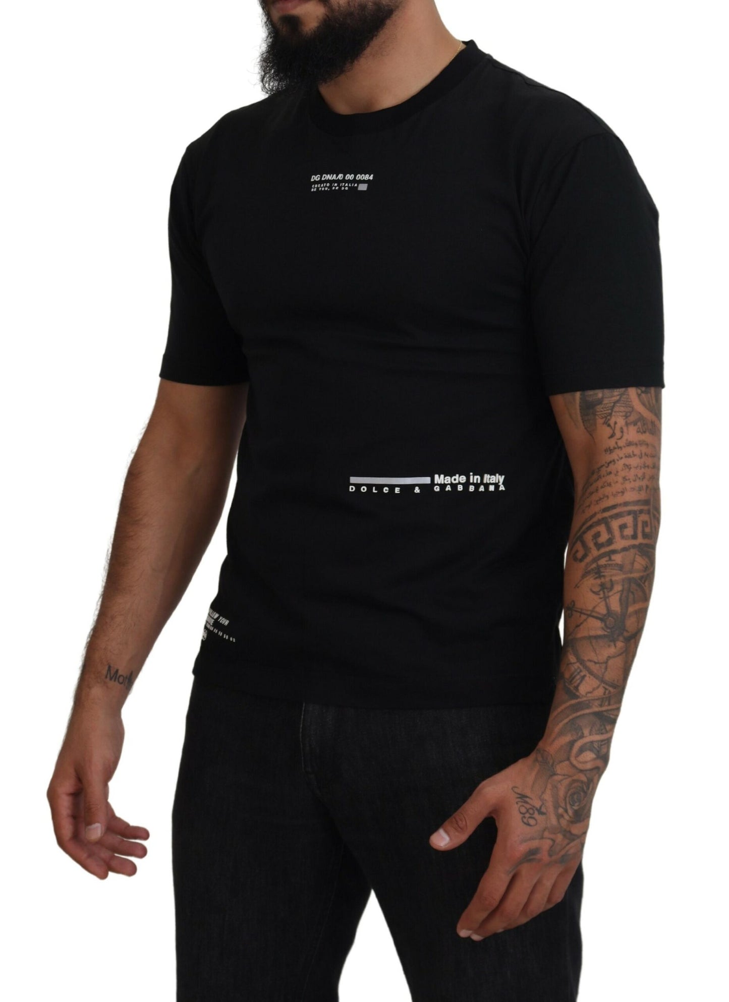 Elegant Black Crew Neck Tee with Logo Detail