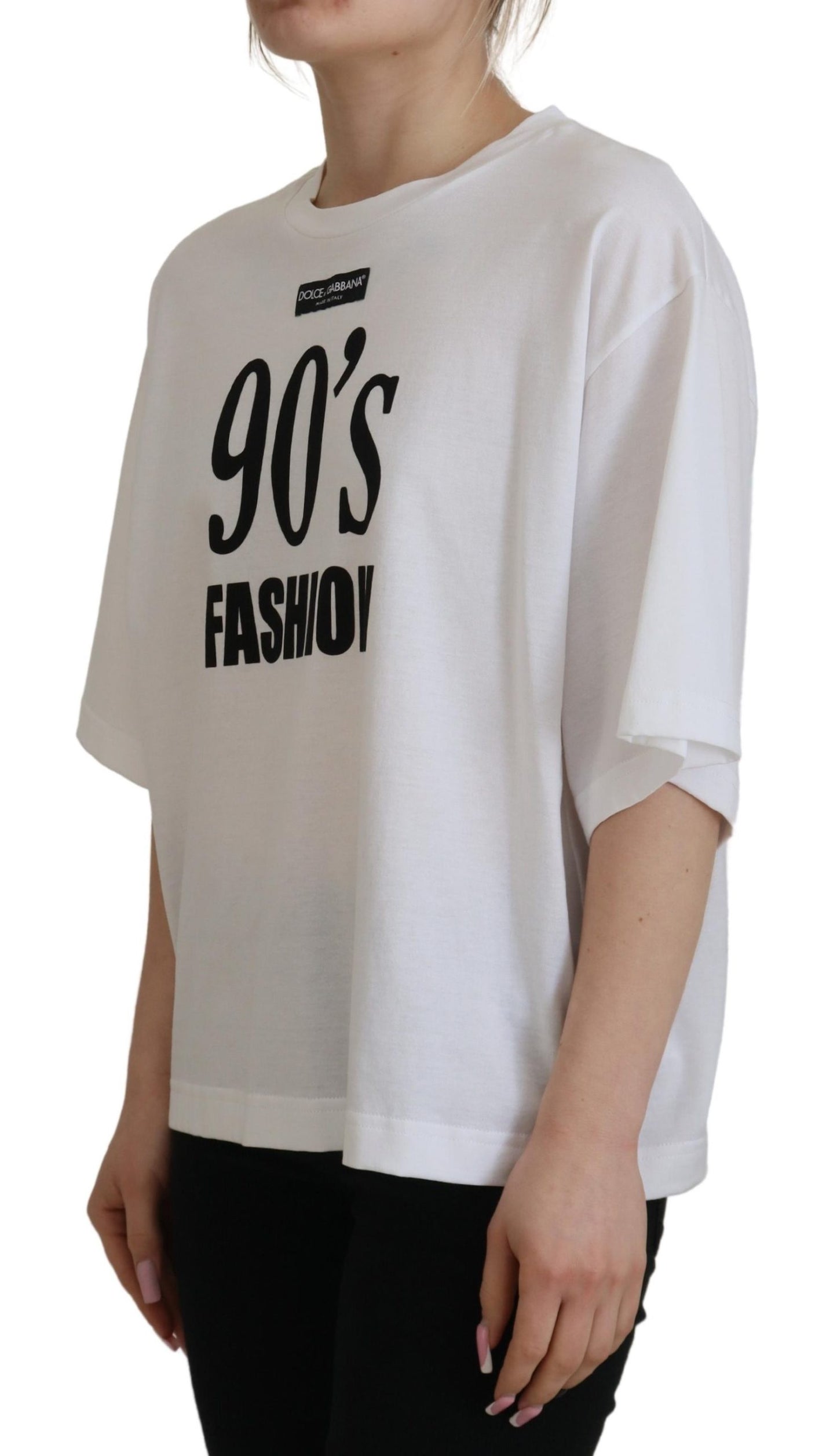 Chic White Cotton Logo Tee