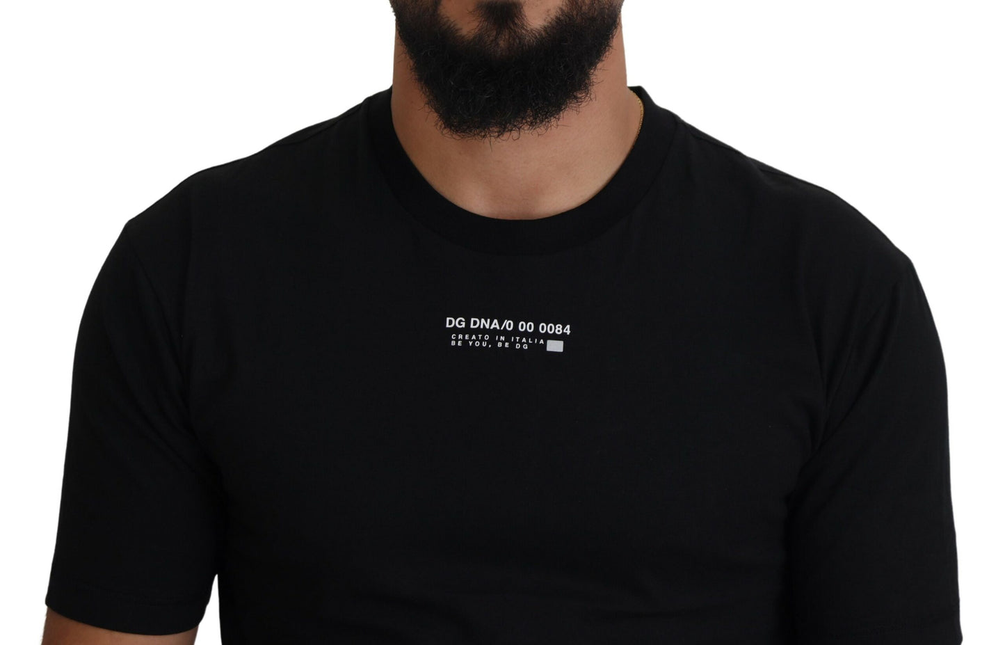 Elegant Black Crew Neck Tee with Logo Detail