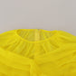 Yellow Mesh Long Sleeves Nylon Blouse Top