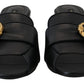 Elegant Black Leather Sandals with DG Emblem