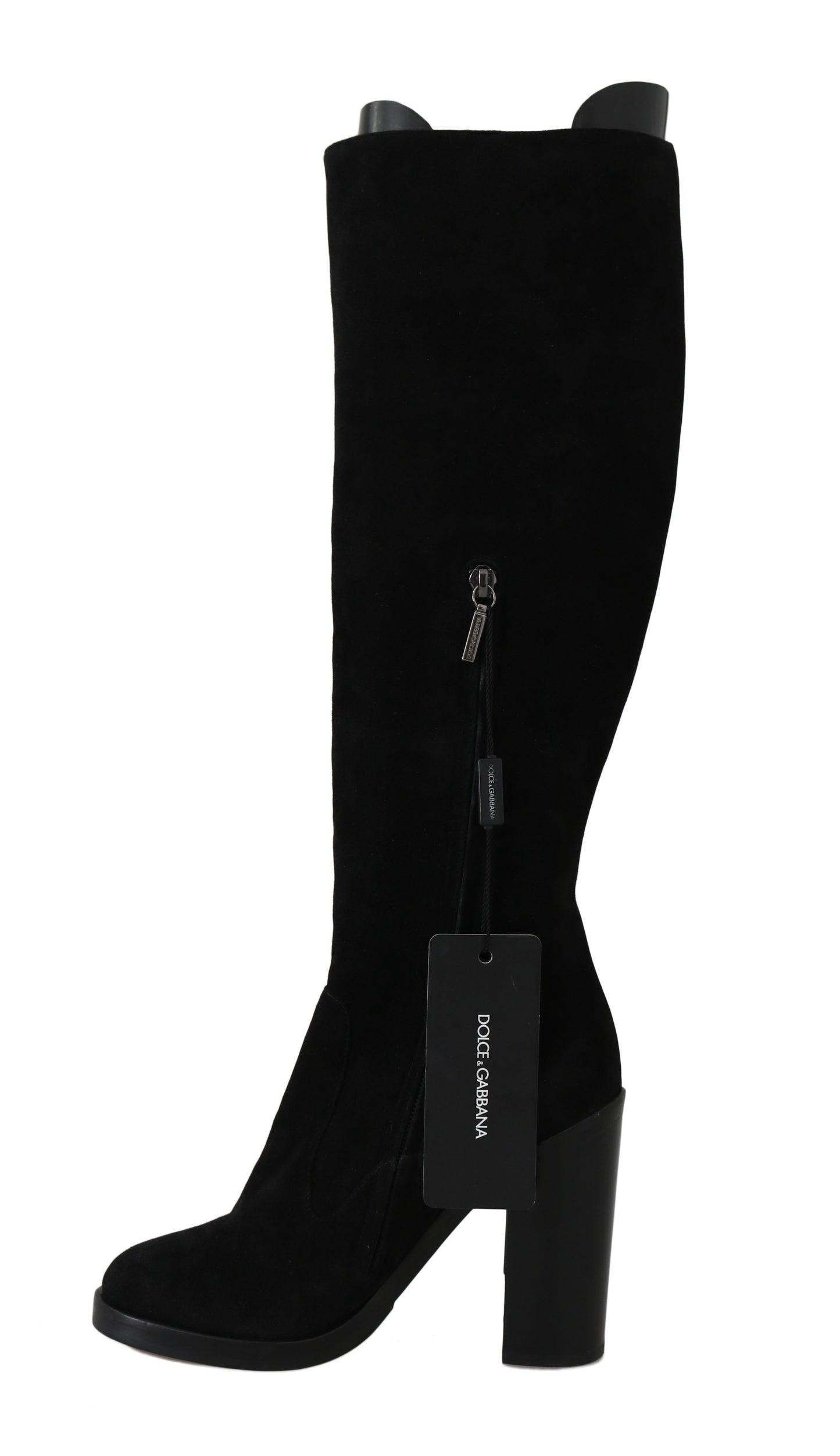 Elegant Black Suede Knee-High Boots