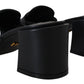 Elegant Black Leather Sandals with DG Emblem