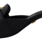 Elegant Black Leather Sandals with DG Emblem