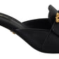 Elegant Black Leather Sandals with DG Emblem