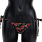Elegant Black Roses Print Bikini Bottom