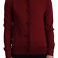 Elegant Maroon Silk Button Front Sweater