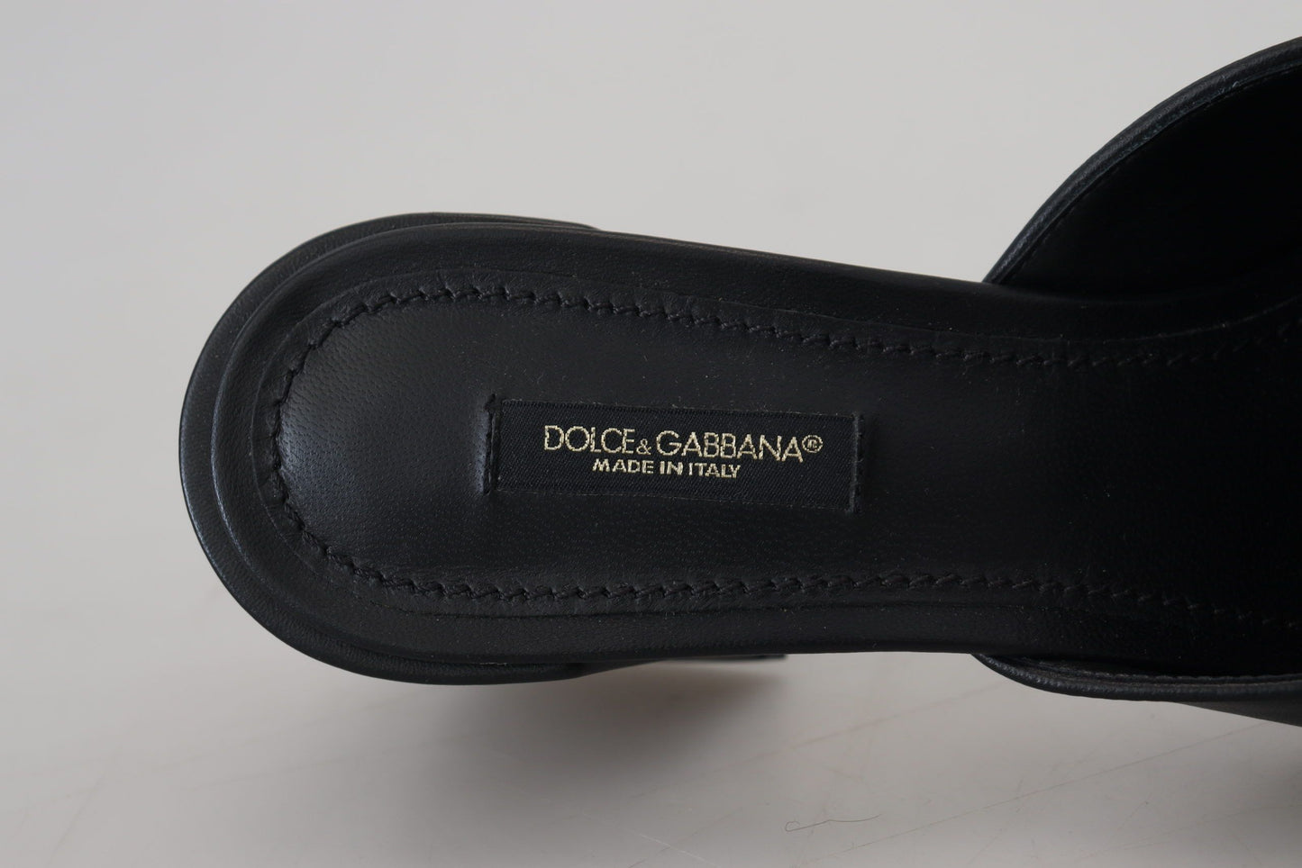 Elegant Black Leather Sandals with DG Emblem