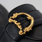 Elegant Black Leather Sandals with DG Emblem