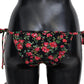 Elegant Black Roses Print Bikini Bottom