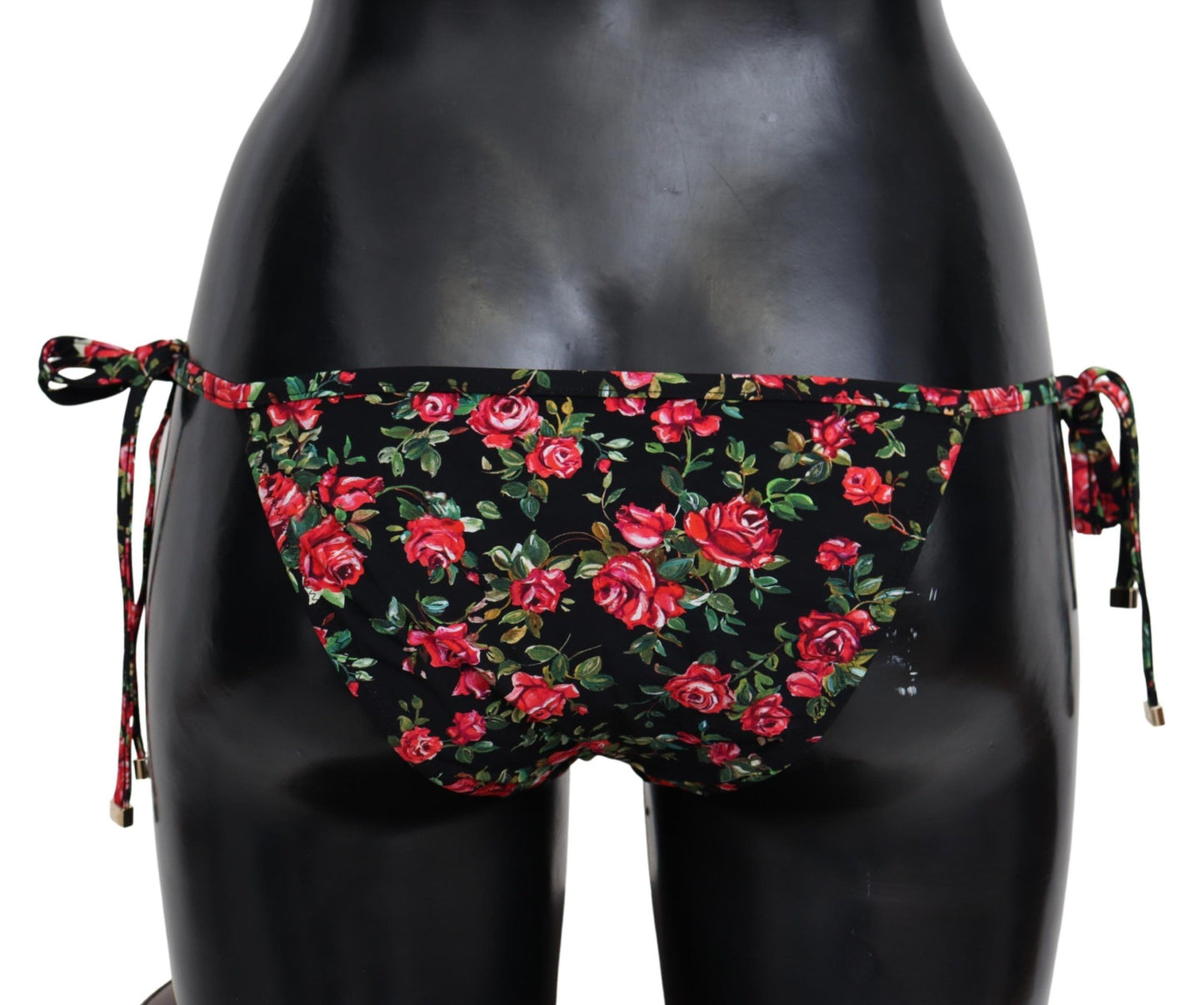 Elegant Black Roses Print Bikini Bottom