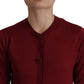 Elegant Maroon Silk Button Front Sweater