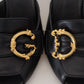 Elegant Black Leather Sandals with DG Emblem