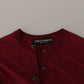 Elegant Maroon Silk Button Front Sweater