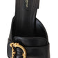 Elegant Black Leather Sandals with DG Emblem