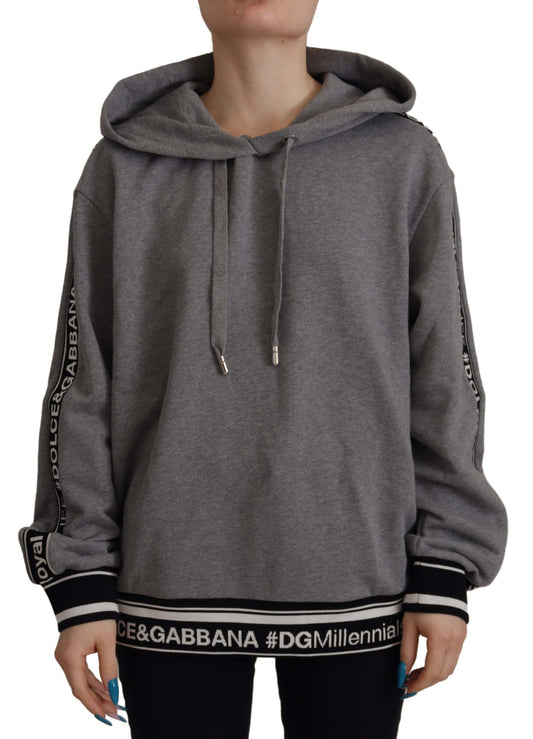 Elegant Gray Cotton Hooded Sweatshirt