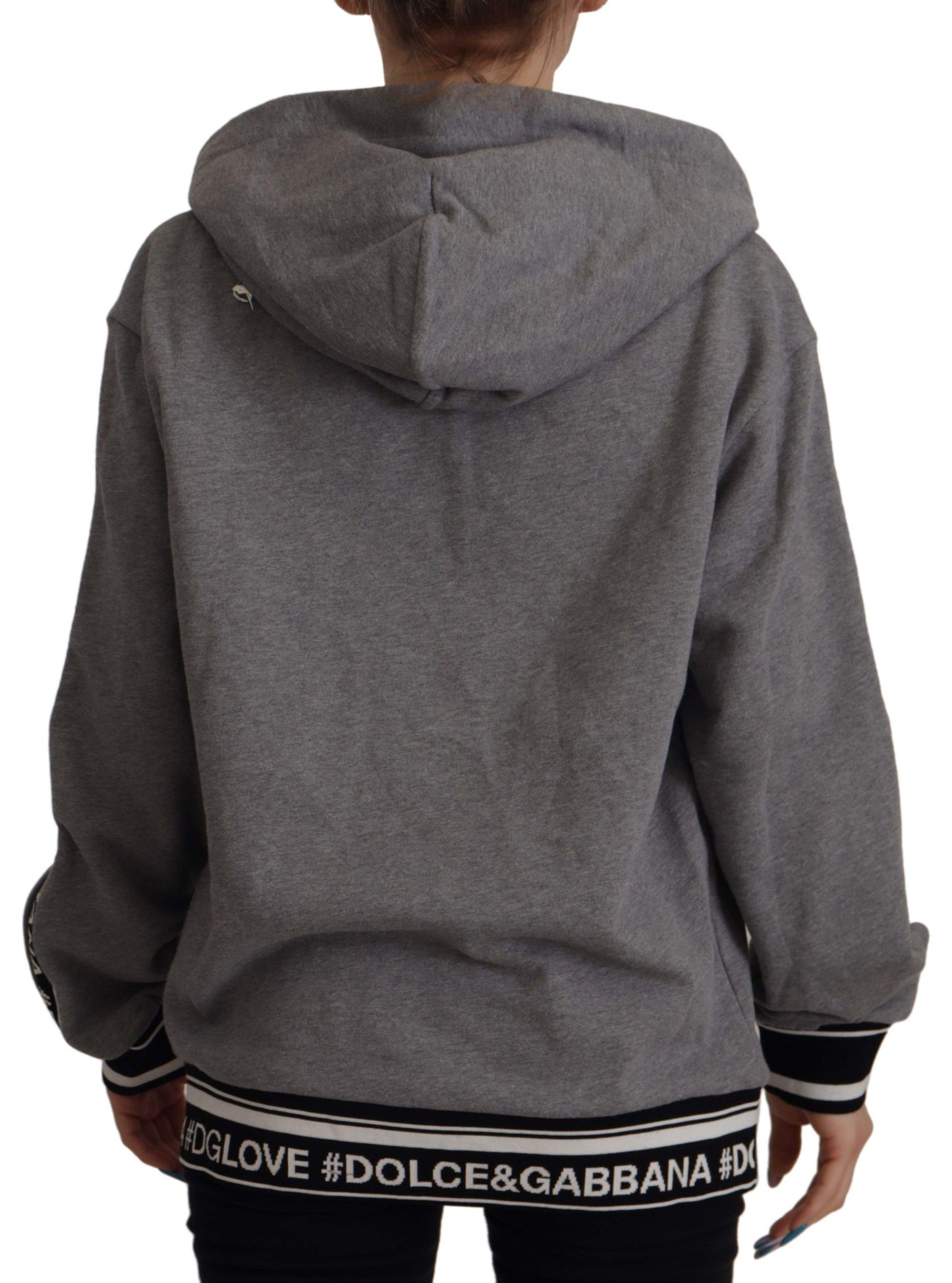 Elegant Gray Cotton Hooded Sweatshirt