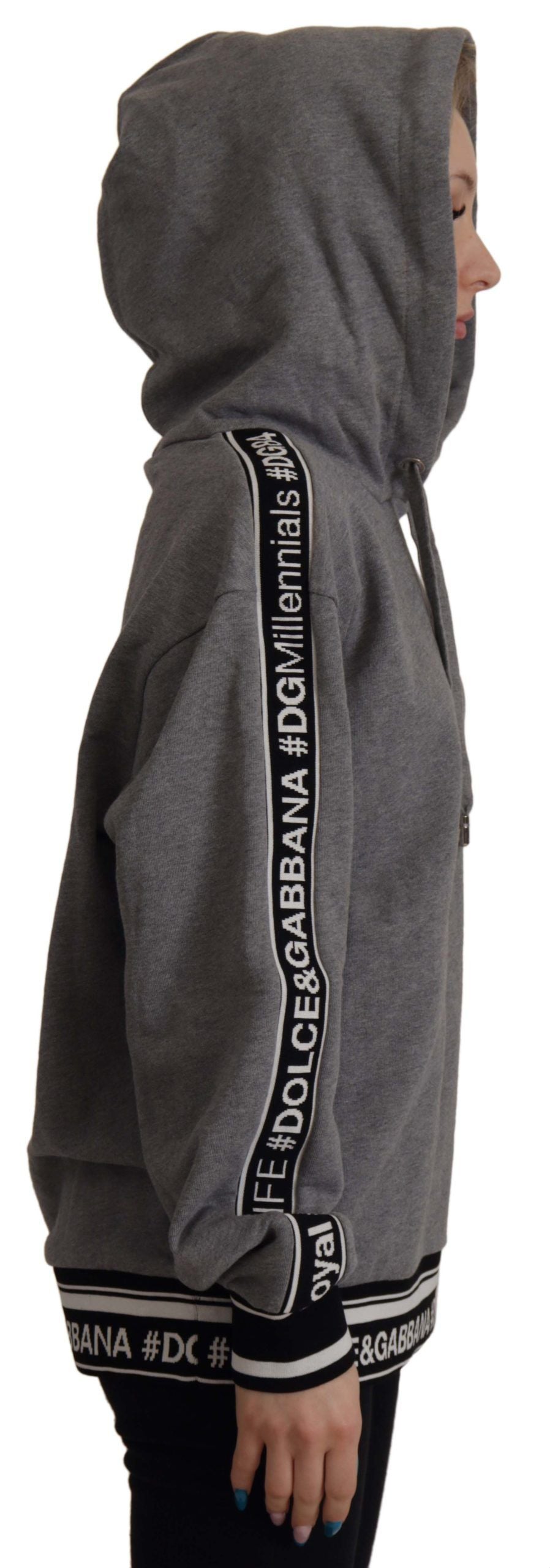 Elegant Gray Cotton Hooded Sweatshirt