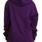 Elegant Floral Hooded Pullover Sweater in Purple