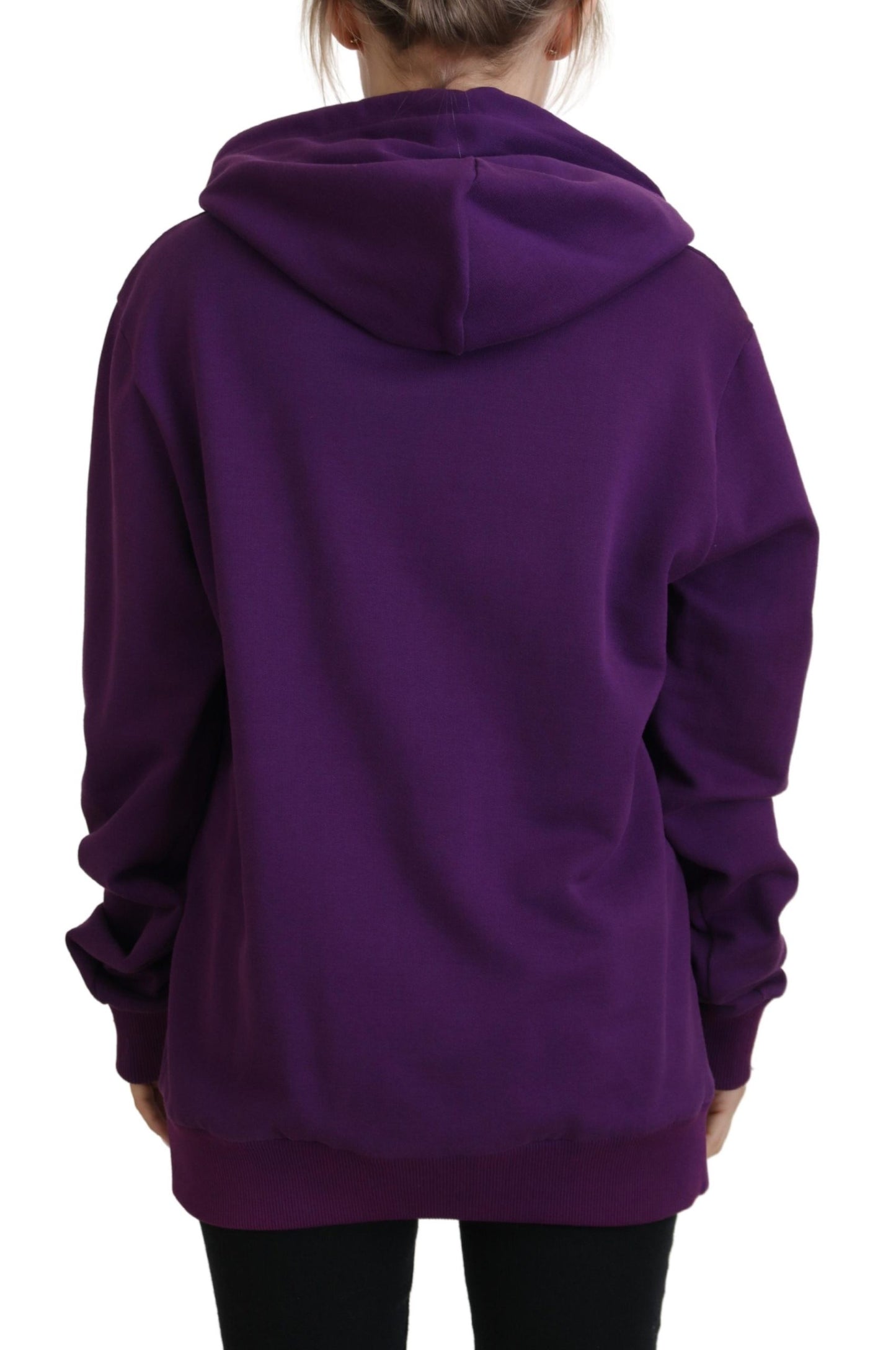 Elegant Floral Hooded Pullover Sweater in Purple