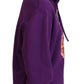 Elegant Floral Hooded Pullover Sweater in Purple