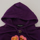 Elegant Floral Hooded Pullover Sweater in Purple